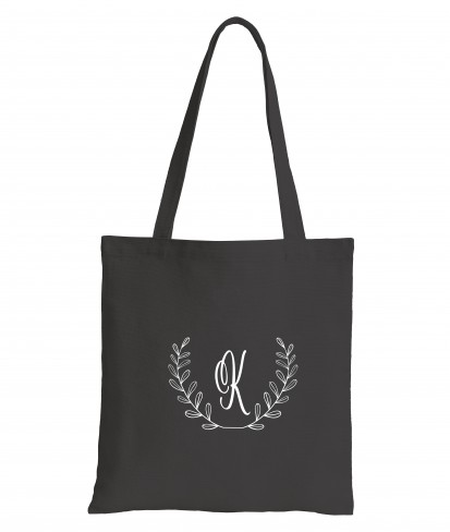 Personalised Cotton Eco-friendly Black Tote Bag with Initial